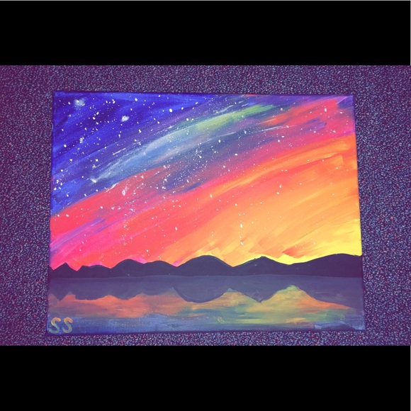 Other - Handmade Northern lights mountain painting. Other - Handmade Northern lights mountain painting.